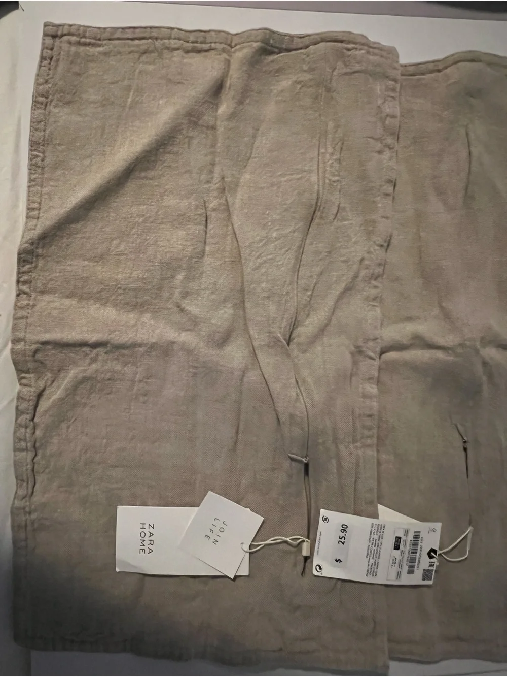 NWT Zara Home 100% Linen Pillowcases in Gray Taupe 12 x 19.5 in